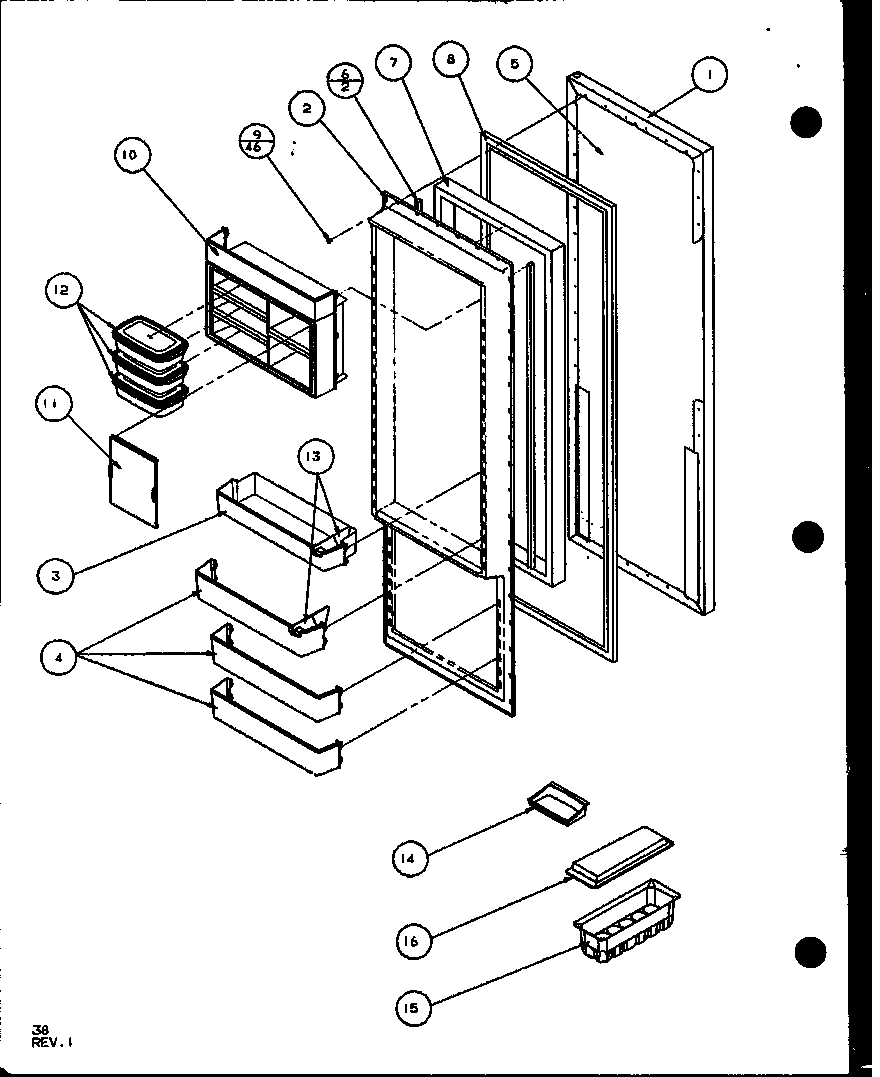 Amana SLD25JB-P1104010W refrigerator door (sld25j/p1104008w) (sld25jb/p1104010w) (sld25jp/p1104012w) (sld22jb/p1104024w) diagram