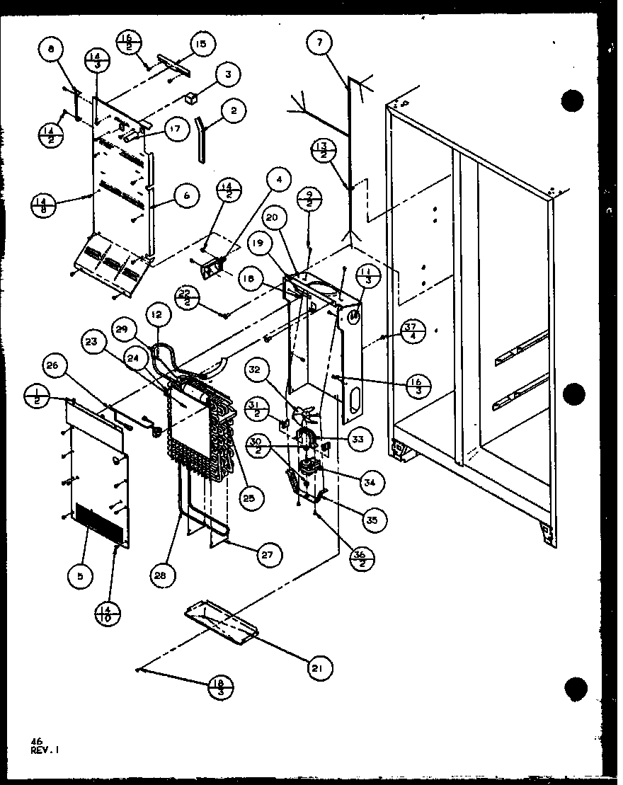 Amana SLD25JB-P1104010W evaporator and air handling (sld25j/p1104008w) (sld25jb/p1104010w) (sld25jp/p1104012w) (sld22jb/p1104024w) diagram