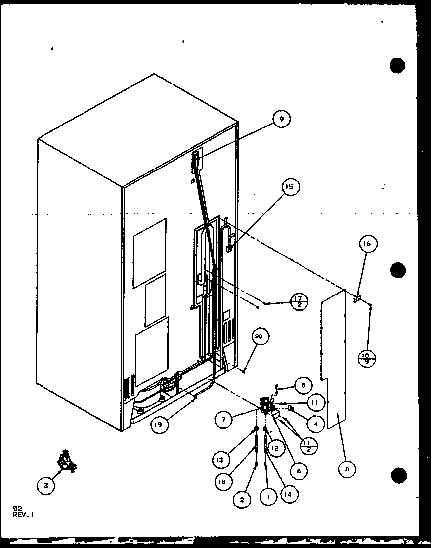 Amana SLD25JB-P1104010W cabinet back (sld25j/p1104008w) (sld25jb/p1104010w) (sld25jp/p1104012w) (sld22jb/p1104024w) diagram