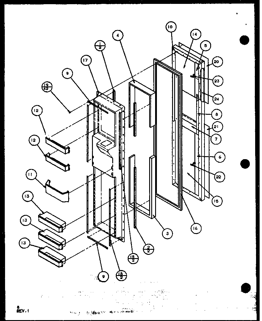 Amana SCD25JB-P1104015W freezer door (scd25j/p1104013w) (scd25jb/p1104015w) (scd25jp/p1104017w) diagram