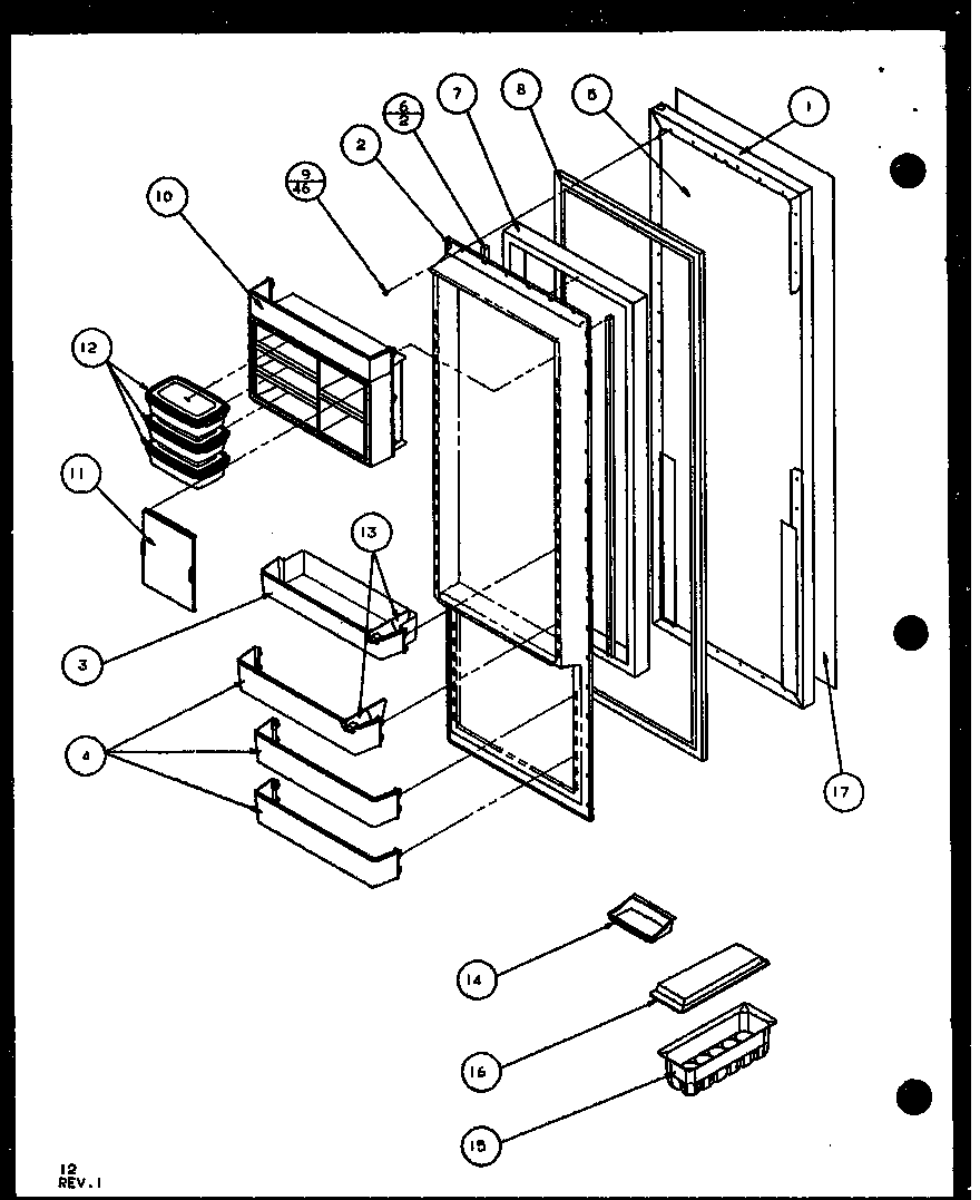 Amana SCD25JB-P1104015W refrigerator door (scd25j/p1104013w) (scd25jb/p1104015w) (scd25jp/p1104017w) diagram