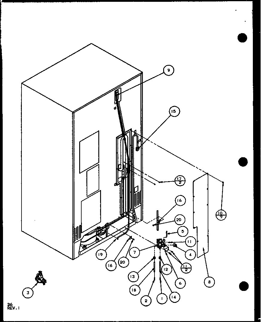 Amana SCD25JB-P1104015W cabinet back (scd25j/p1104013w) (scd25jb/p1104015w) (scd25jp/p1104017w) diagram