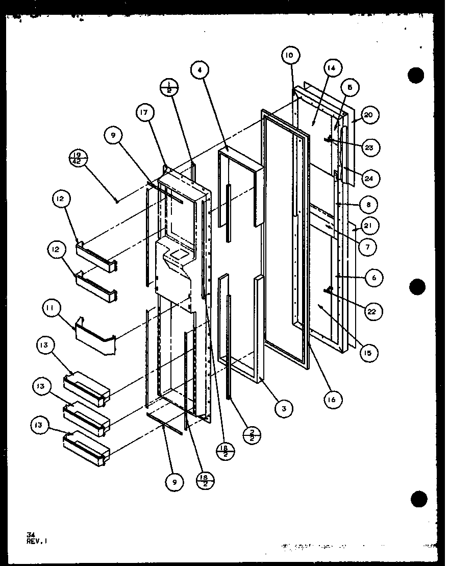 Amana SCD25JB-P1104015W freezer door (scd25j/p1104014w) (scd25jb/p1104016w) (scd25jp/p1104018w) diagram