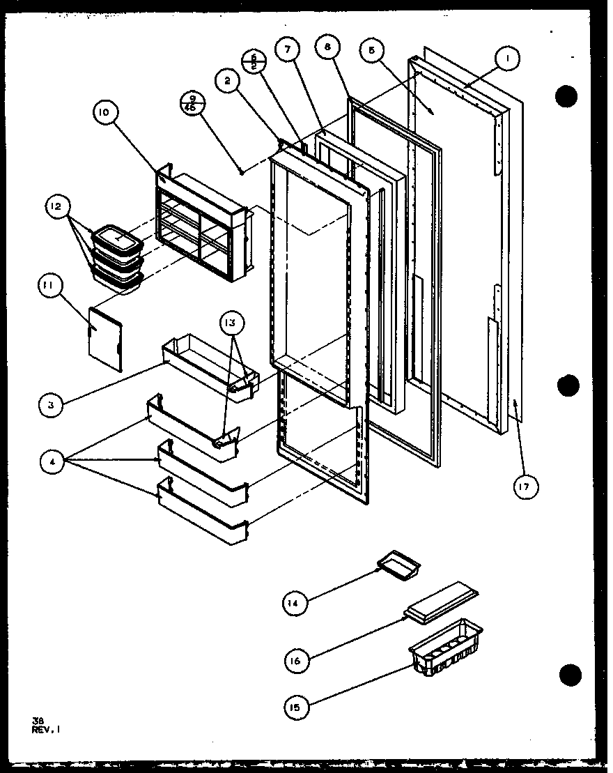 Amana SCD25JB-P1104015W refrigerator door (scd25j/p1104014w) (scd25jb/p1104016w) (scd25jp/p1104018w) diagram