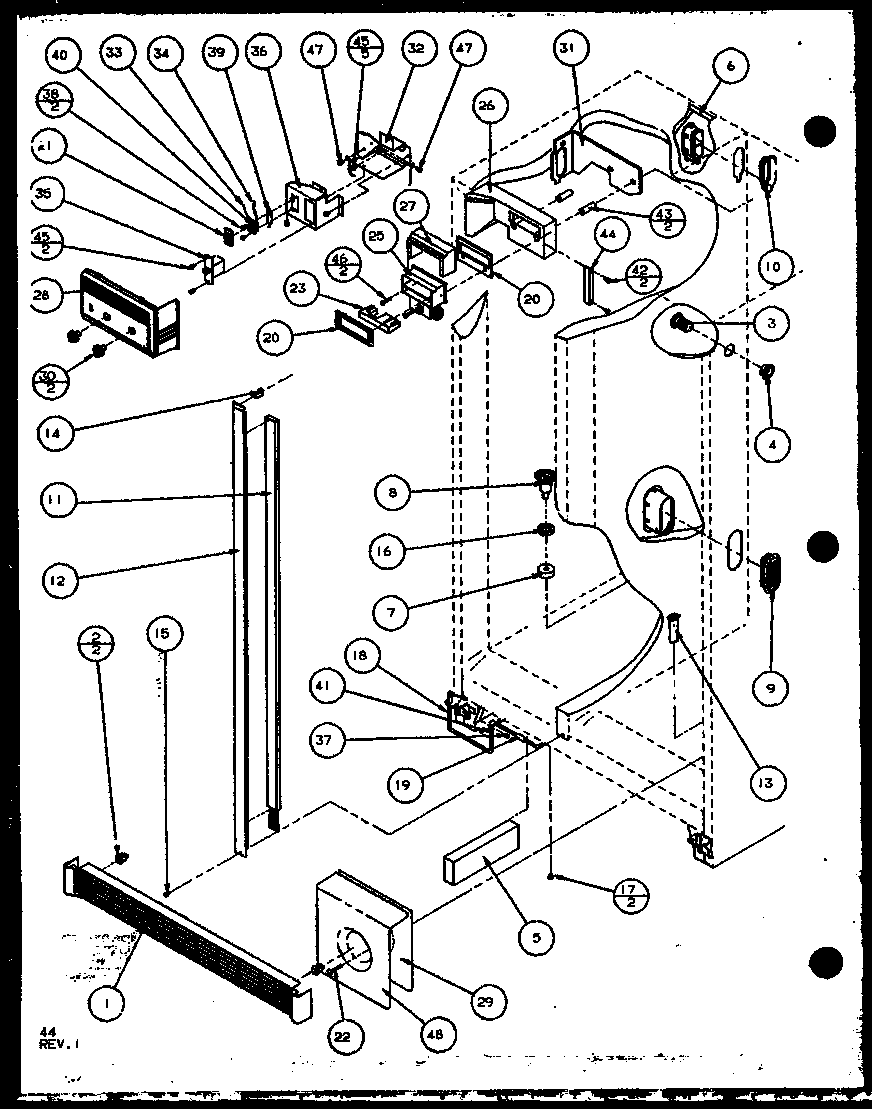 Amana SCD25JB-P1104015W refrigerator/freezer controls and cabinet parts (scd25j/p1104014w) (scd25jb/p1104016w) (scd25jp/p1104018w) diagram