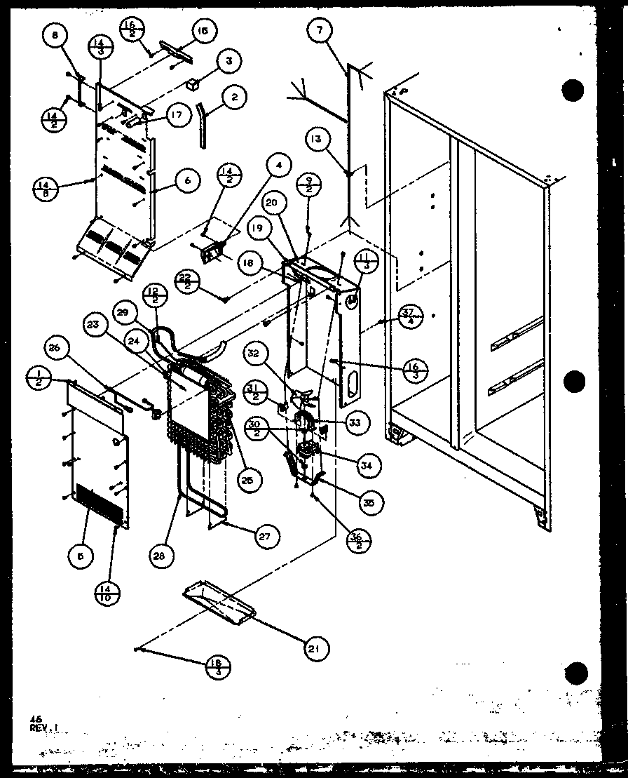 Amana SCD25JB-P1104015W evaporator and air handling (scd25j/p1104014w) (scd25jb/p1104016w) (scd25jp/p1104018w) diagram