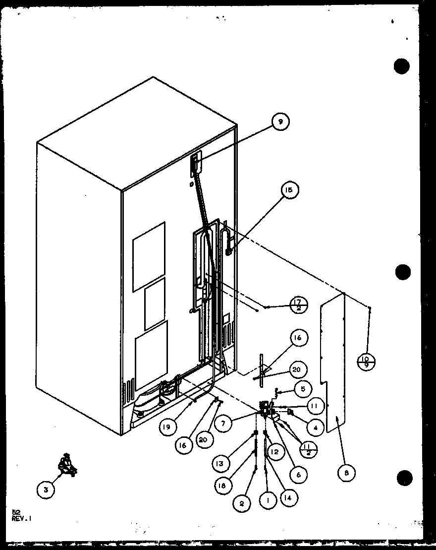 Amana SCD25JB-P1104015W cabinet back (scd25j/p1104014w) (scd25jb/p1104016w) (scd25jp/p1104018w) diagram