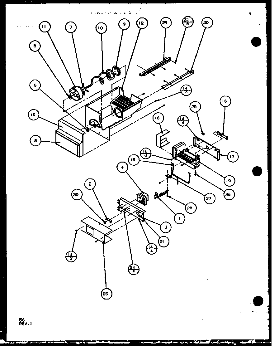 Amana SCD25JB-P1104015W ice bucket and ice maker (scd25j/p1104014w) (scd25jb/p1104016w) (scd25jp/p1104018w) diagram
