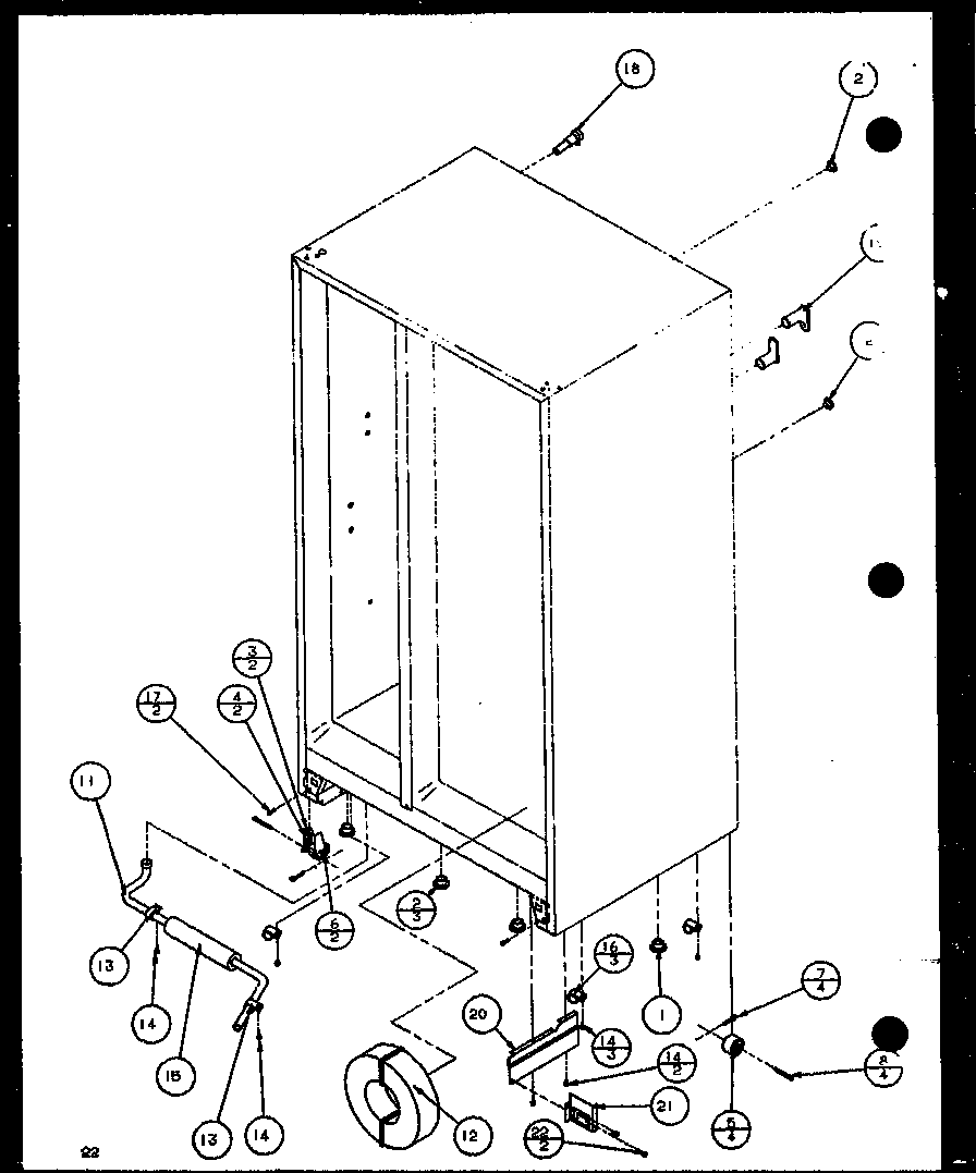Amana SZDE20K-P1102501W drain and rollers diagram