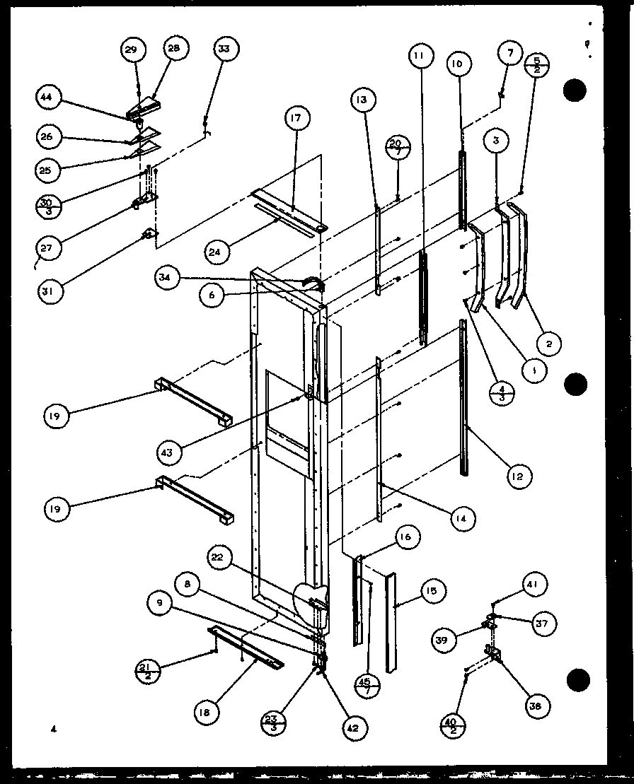 Amana SZDE25KB-P1102511W freezer door handle and trim diagram