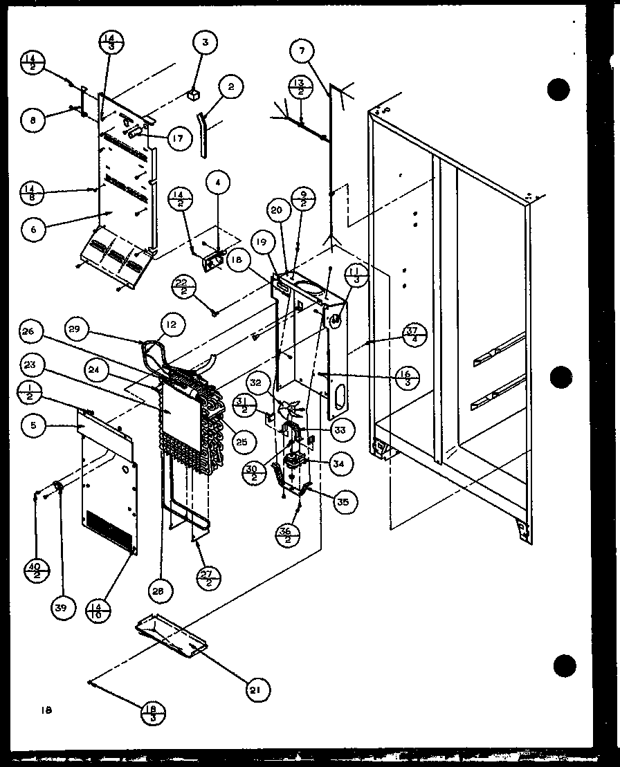 Amana SZDE25KB-P1102511W evaporator and air handling diagram