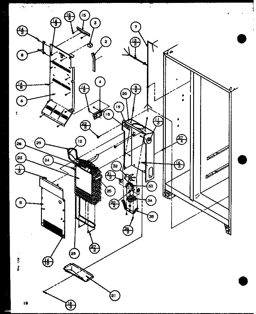Amana SZD20K-P1102504W evaporator and air handling diagram