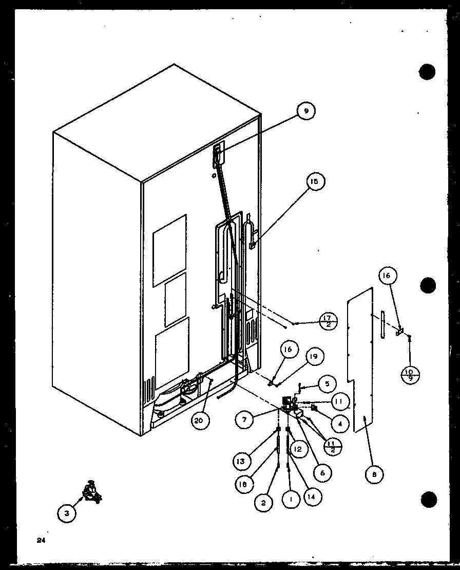 Amana SBD20K-P1102508W cabinet back diagram