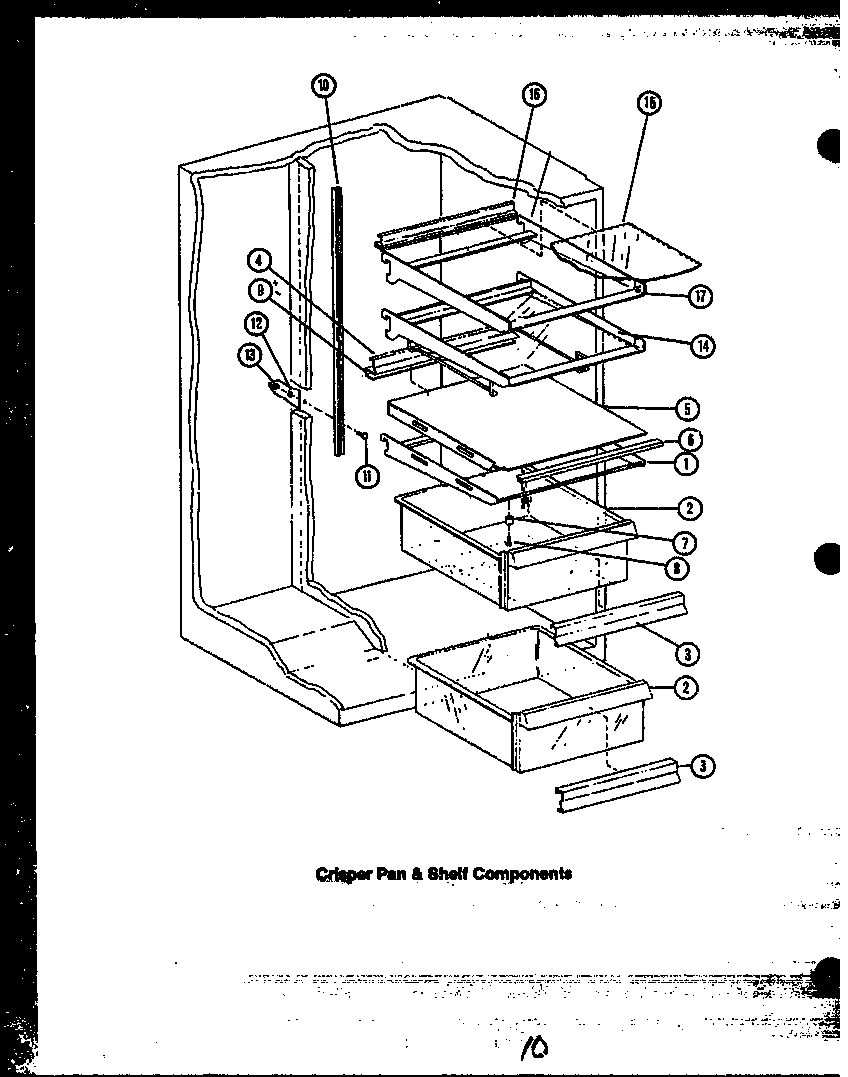 Caloric GRH122 crisper pan & shelf components diagram
