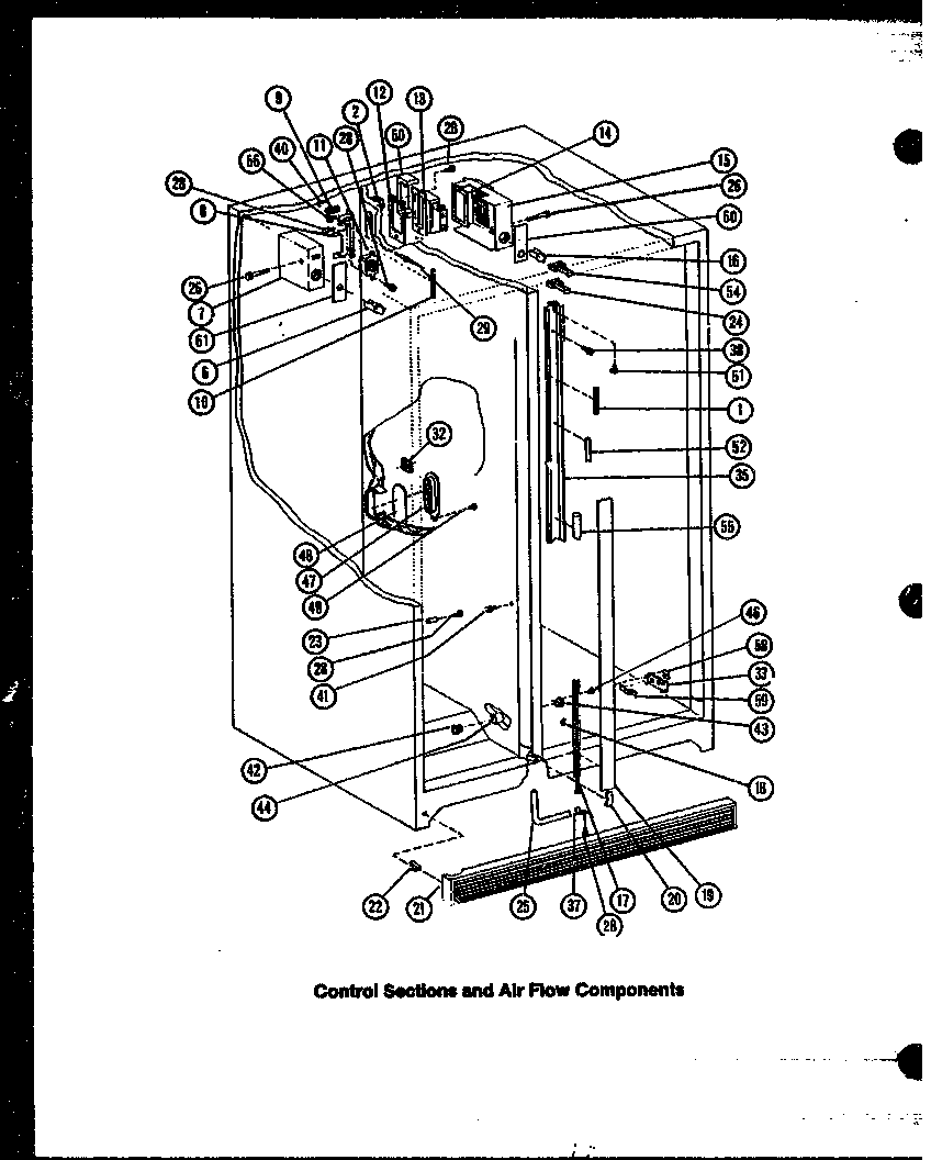 Caloric GRH122 control sections and air flow components diagram