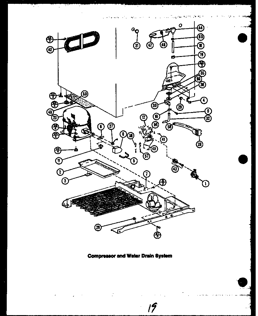Caloric GRH122 compressor and water drain system diagram