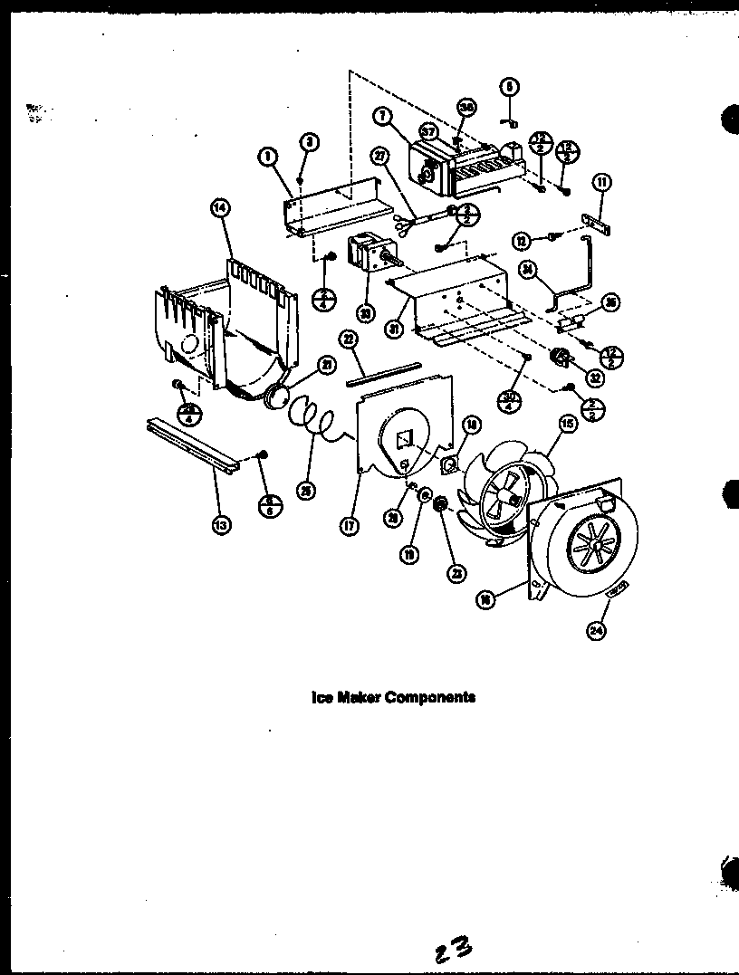 Caloric GRH122 ice maker components diagram