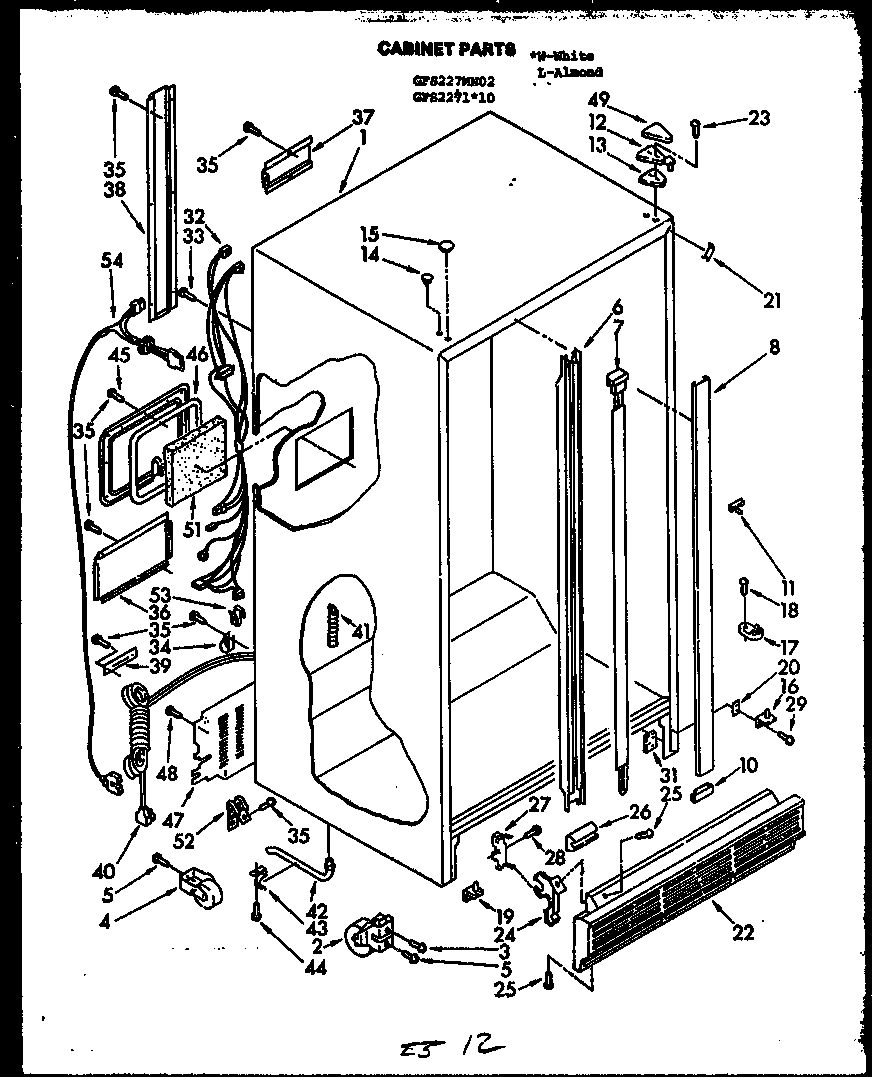 Caloric GFS2271W10/MN10 cabinet parts (gfs227/mn02) (gfs2271l10/mn10) (gfs2271w10/mn10) diagram