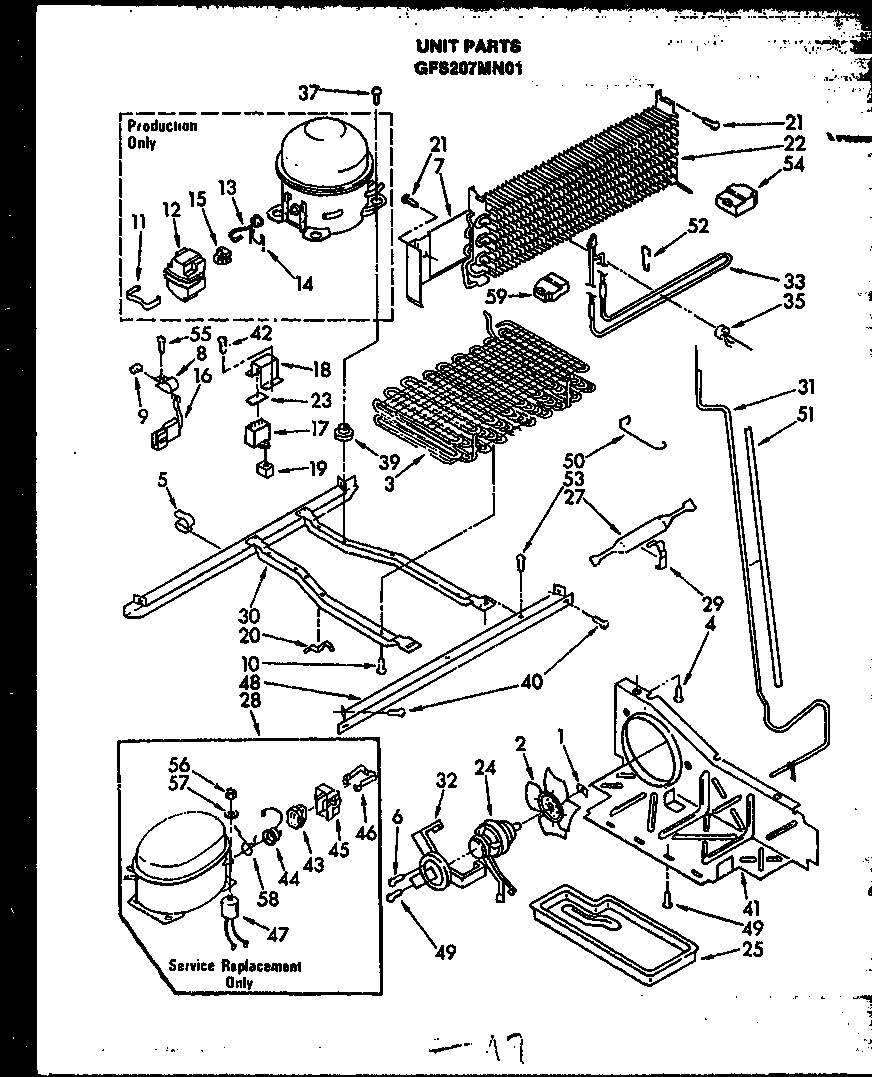 Caloric GFS2271W10/MN10 unit parts (gfs207/mn01) diagram