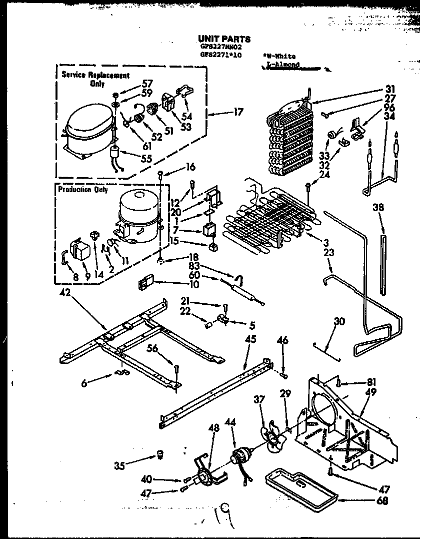 Caloric GFS2271W10/MN10 unit parts (gfs227/mn02) (gfs2271l10/mn10) (gfs2271w10/mn10) diagram