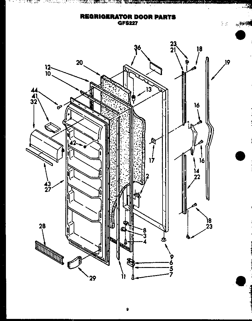 Caloric GFS227/MN10 refrigerator door parts diagram
