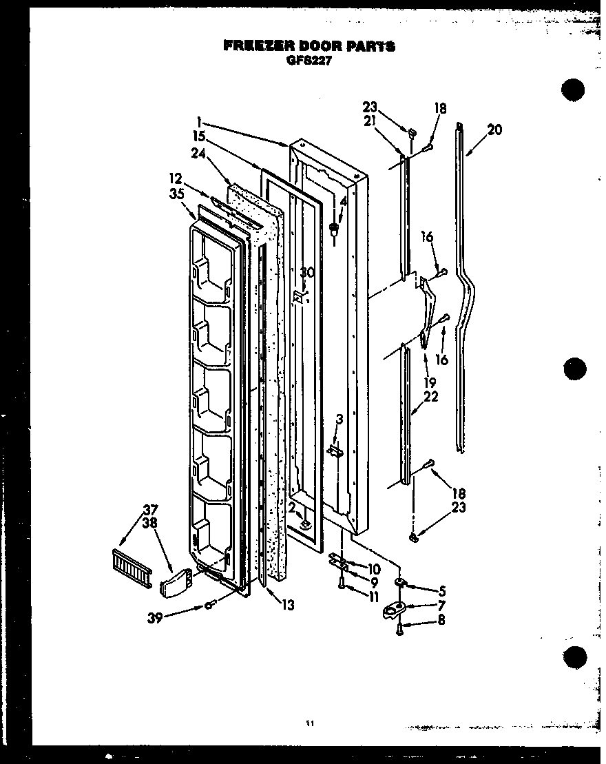 Caloric GFS227/MN10 freezer door parts diagram
