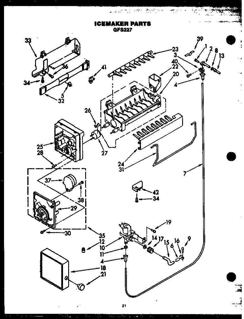 Caloric GFS227/MN10 icemaker parts diagram