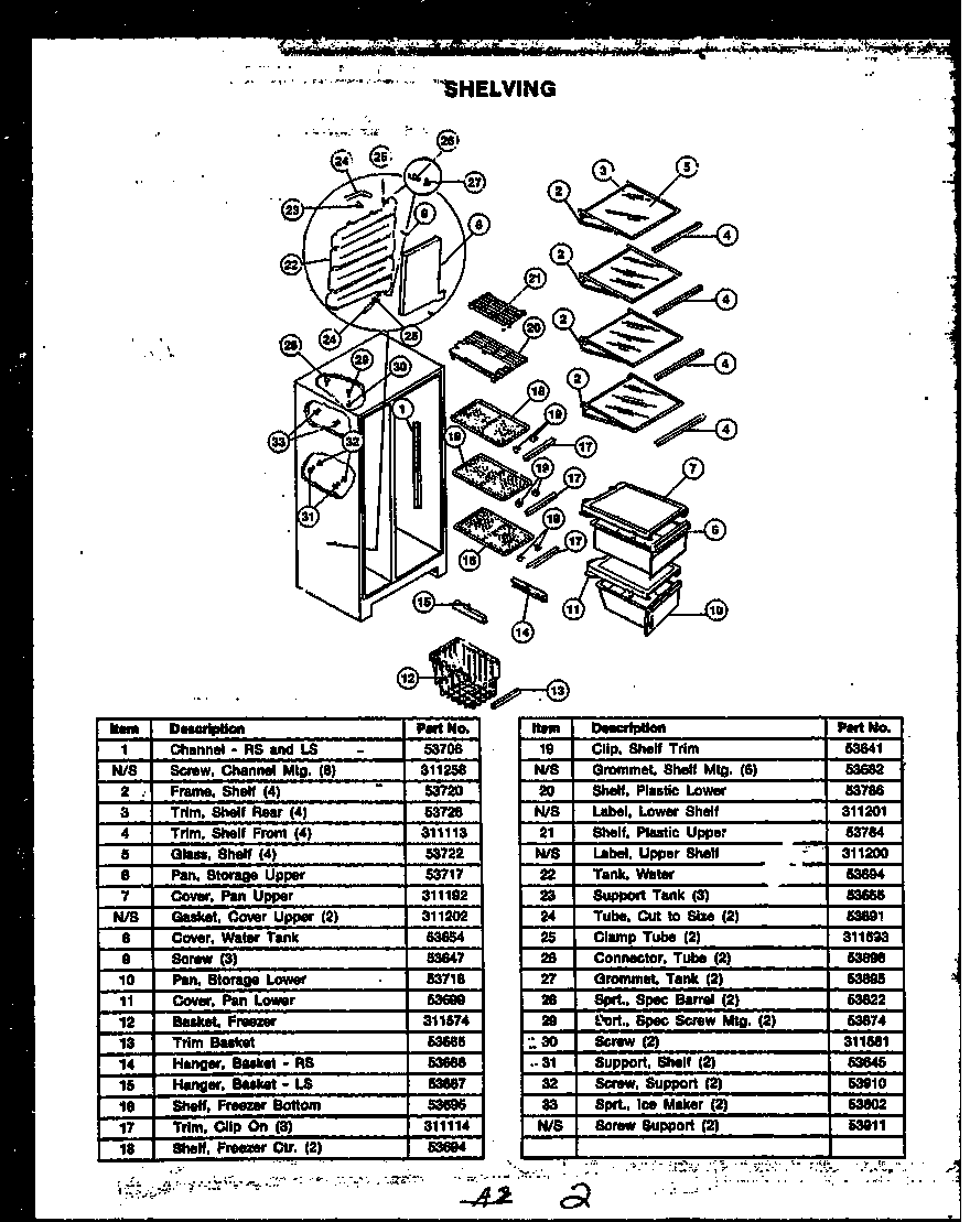 Caloric GFD240-1L2 shelving diagram