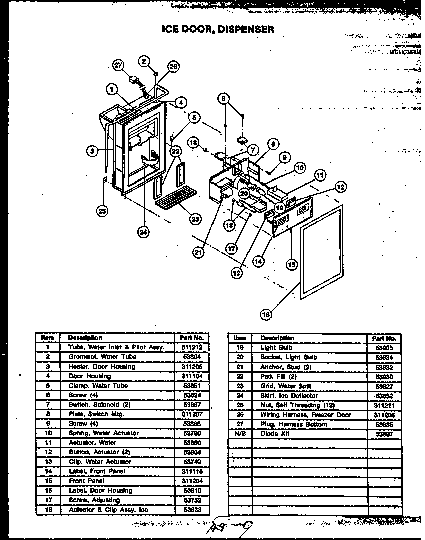 Caloric GFD240-1L2 ice door diagram