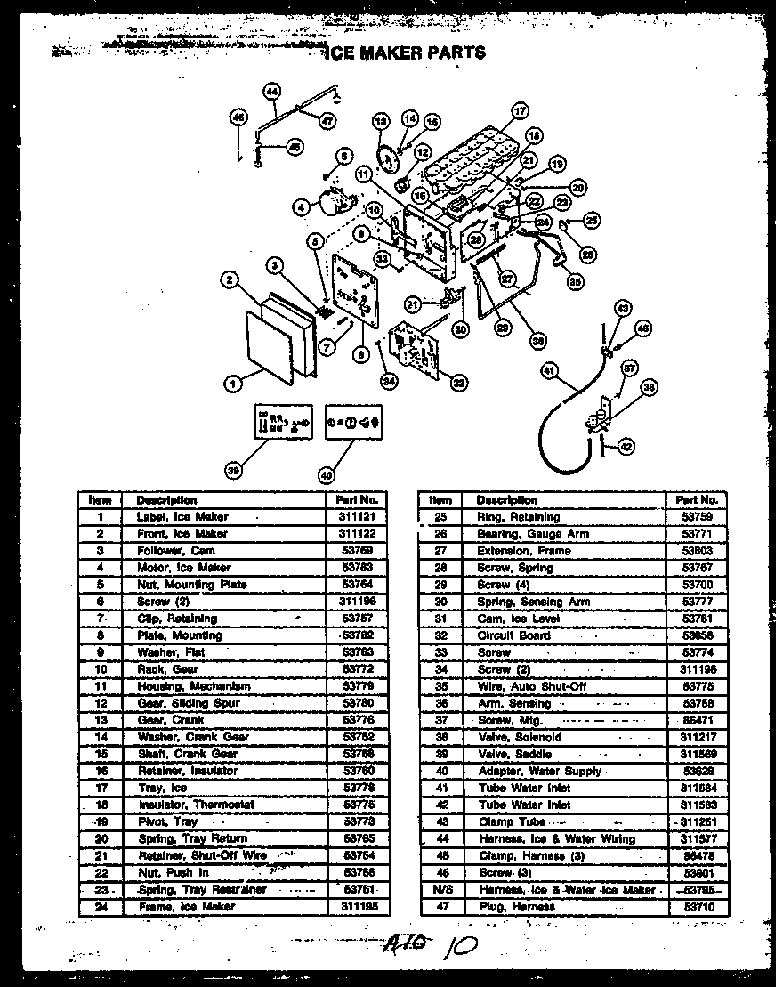 Caloric GFD240-1L2 ice maker parts diagram