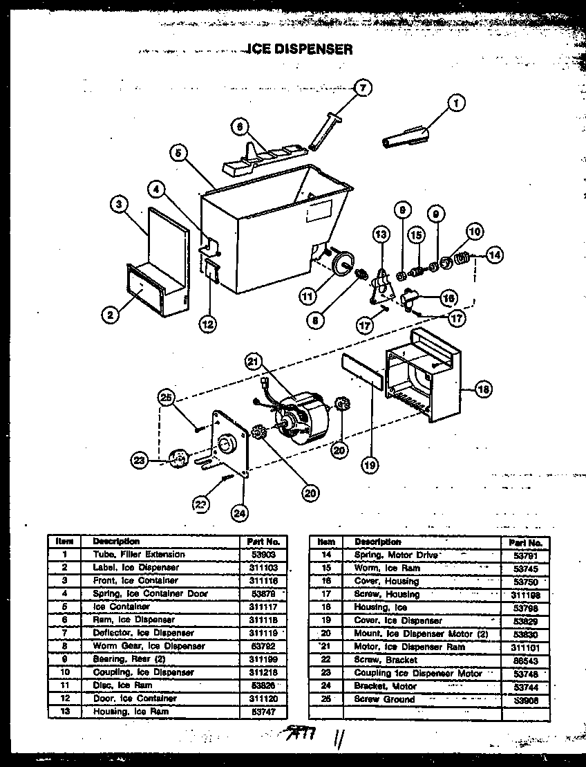 Caloric GFD240-1L2 ice dispenser diagram