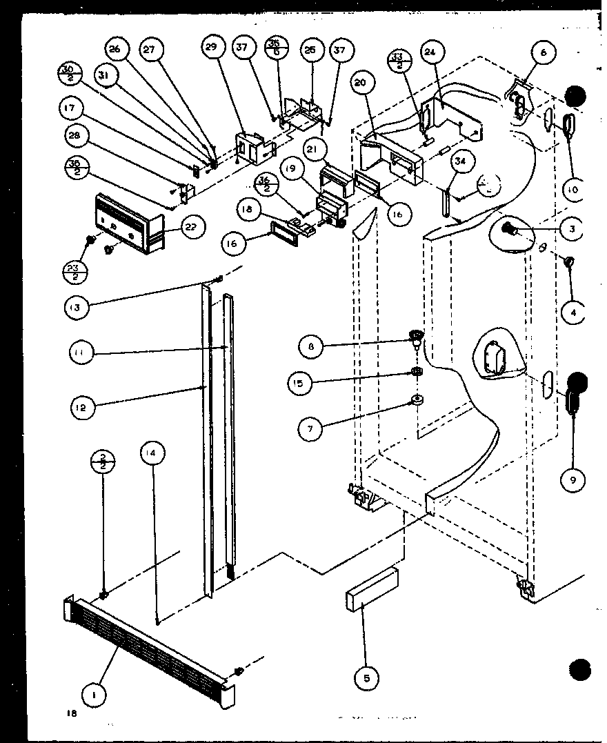 Amana SZI20K-P1102507W refrigerator/freezer controls and cabinet parts (szi20k/p1102507w) diagram