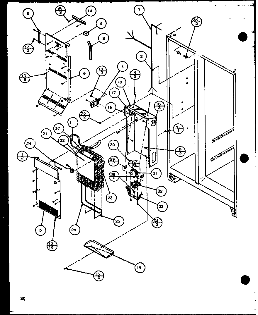 Amana SZI20K-P1102507W evaporator and air handling (szi20k/p1102507w) diagram