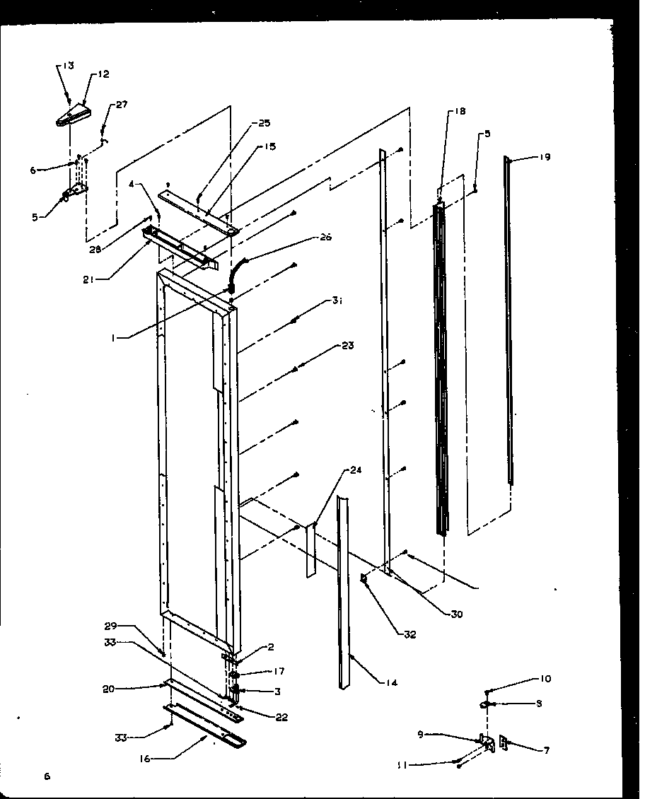 Modern Maid GRH2202BE/P1168103WE freezer door hinge and trim parts diagram