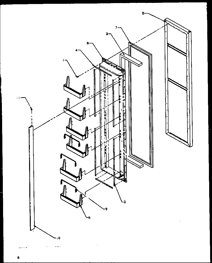 Modern Maid GRH2202BE/P1168103WE freezer door (gri2001ww/p1168201ww) diagram
