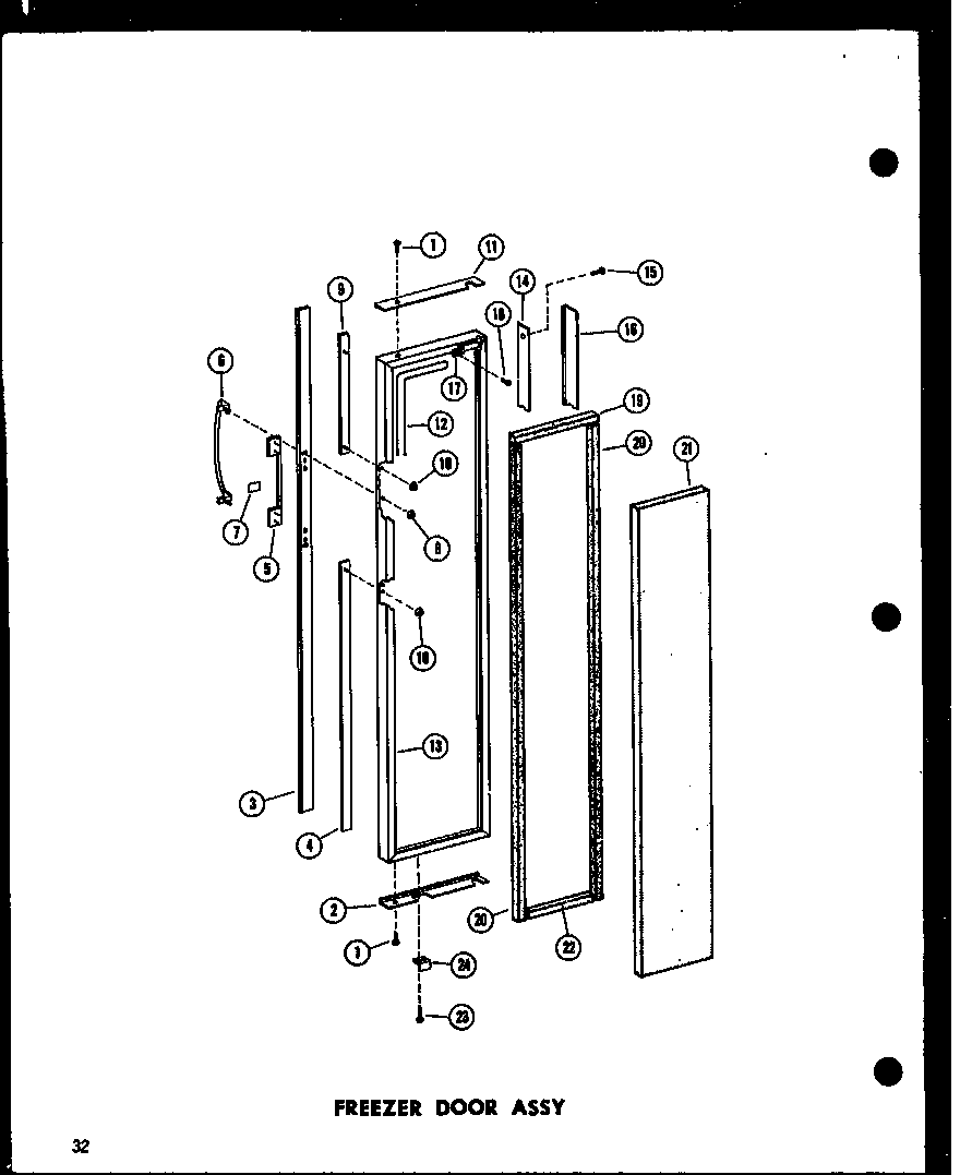 Amana SD22G-1-C-P60201-4WC freezer door assy diagram