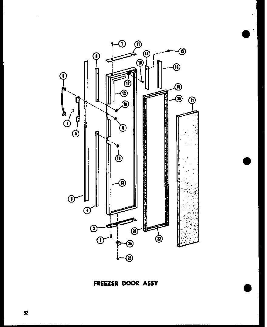 Amana SP19G-C-P60201-27WC freezer door assy diagram