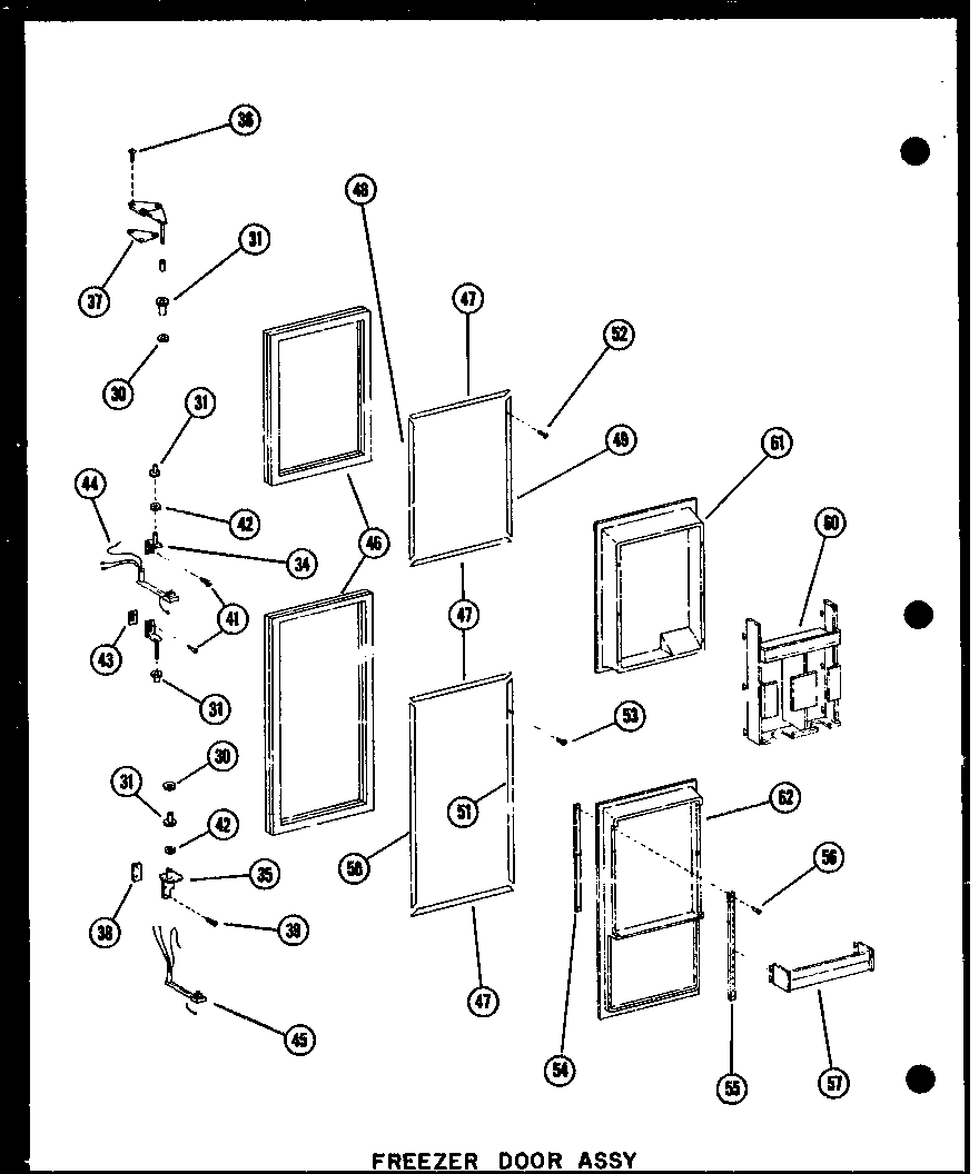 Amana SDI22N-P60201-65W freezer door assy diagram