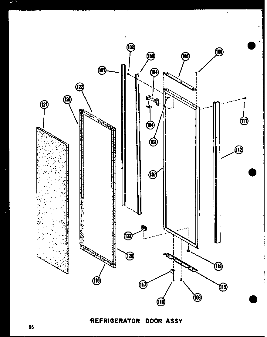 Amana SDI22N-P60201-65W refrigerator door assy diagram