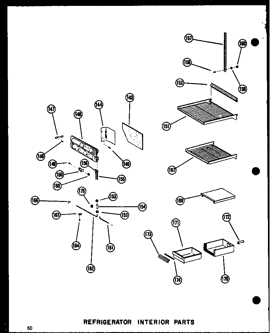 Amana SDI22N-P60201-65W refrigerator interior parts diagram