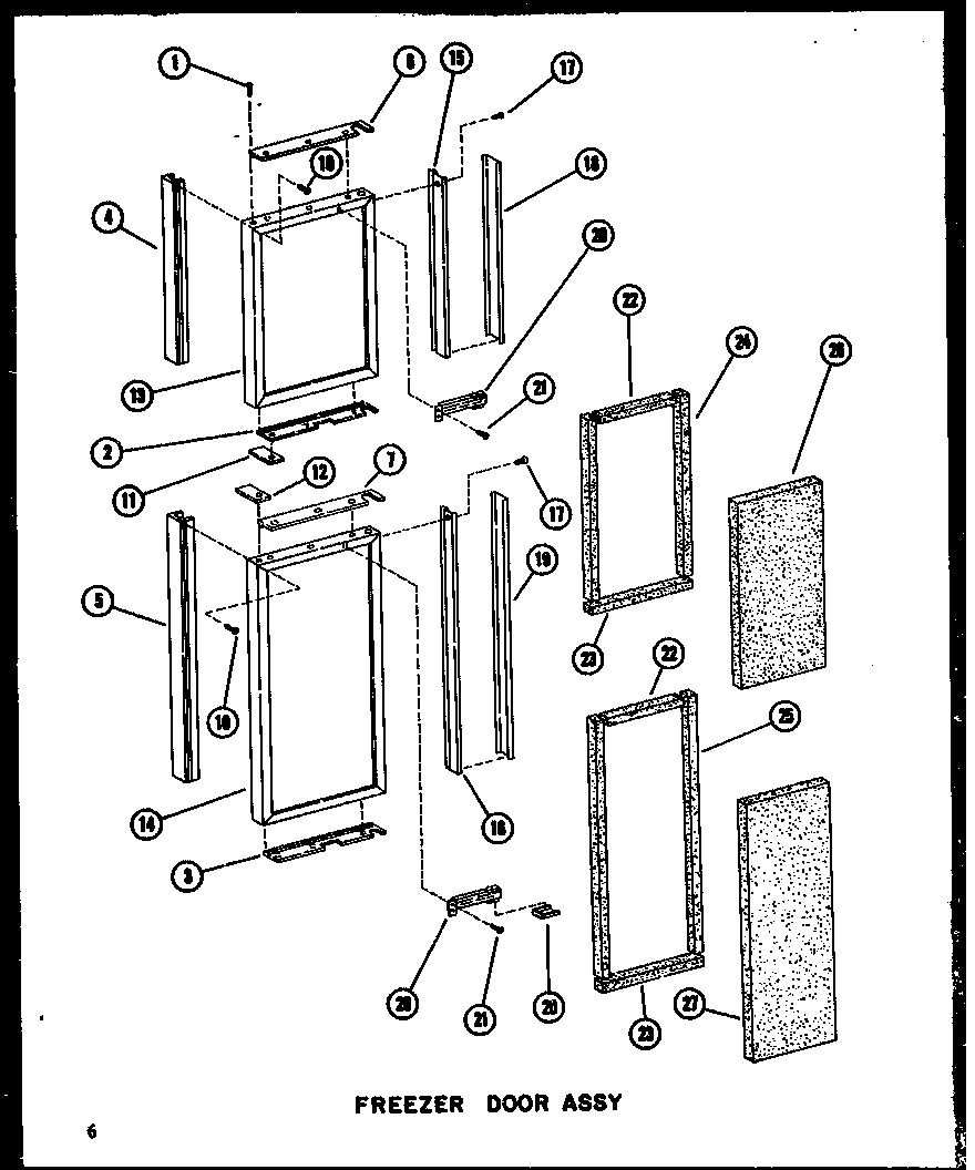 Amana SDI22A-AG-P60350-10WG freezer door assy diagram