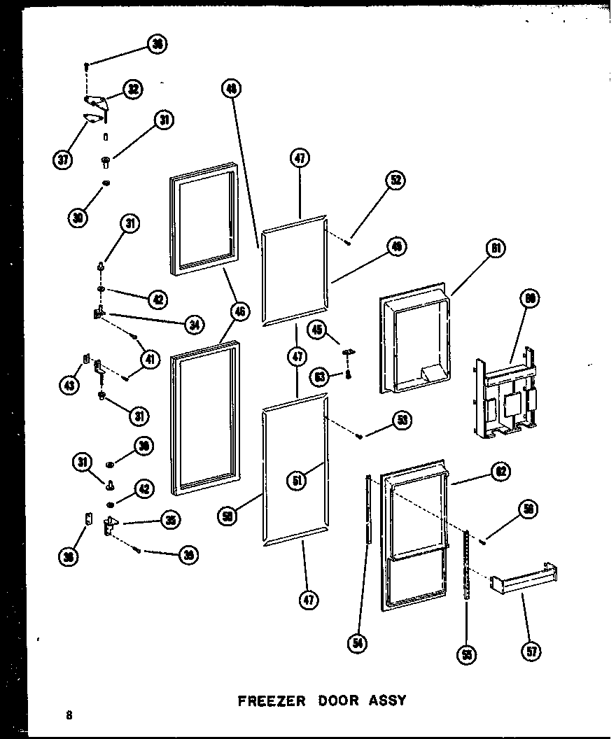 Amana SDI22A-AG-P60350-10WG freezer door assy diagram