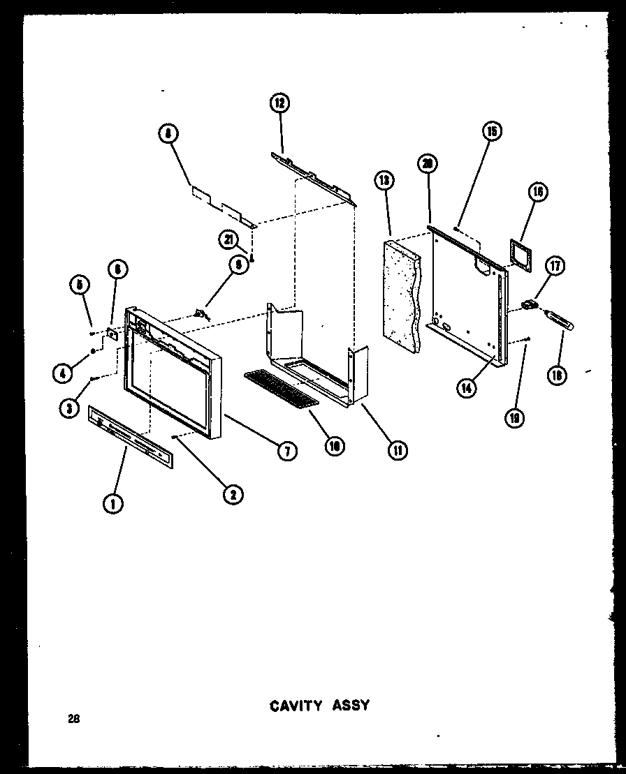 Amana SDI22A-AG-P60350-10WG cavity assy diagram