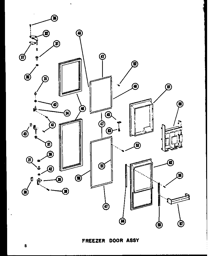 Amana SDI22W-P60340-32W freezer door assy diagram