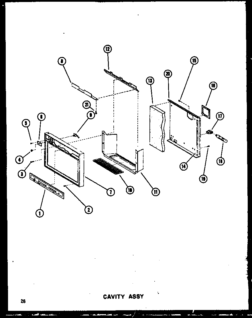 Amana SDI22W-P60340-32W cavity assy diagram