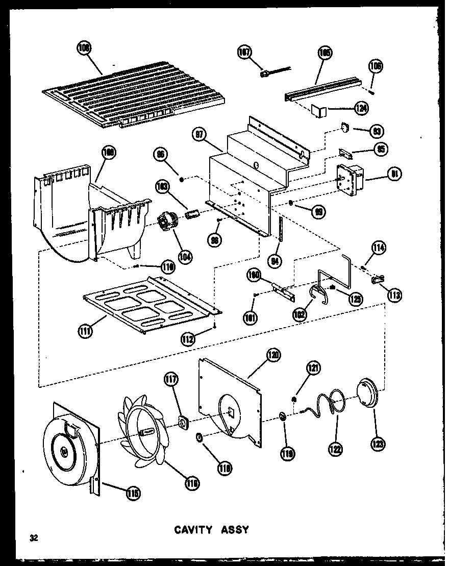 Amana SDI22W-P60340-32W cavity assy diagram
