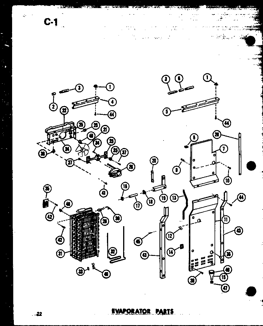 Amana SRI19E-A-P74870-5WA evaporator parts diagram
