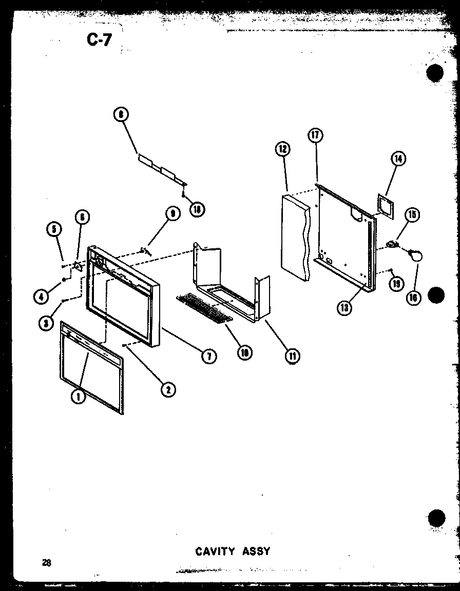 Amana SRI19E-A-P74870-5WA cavity assy diagram