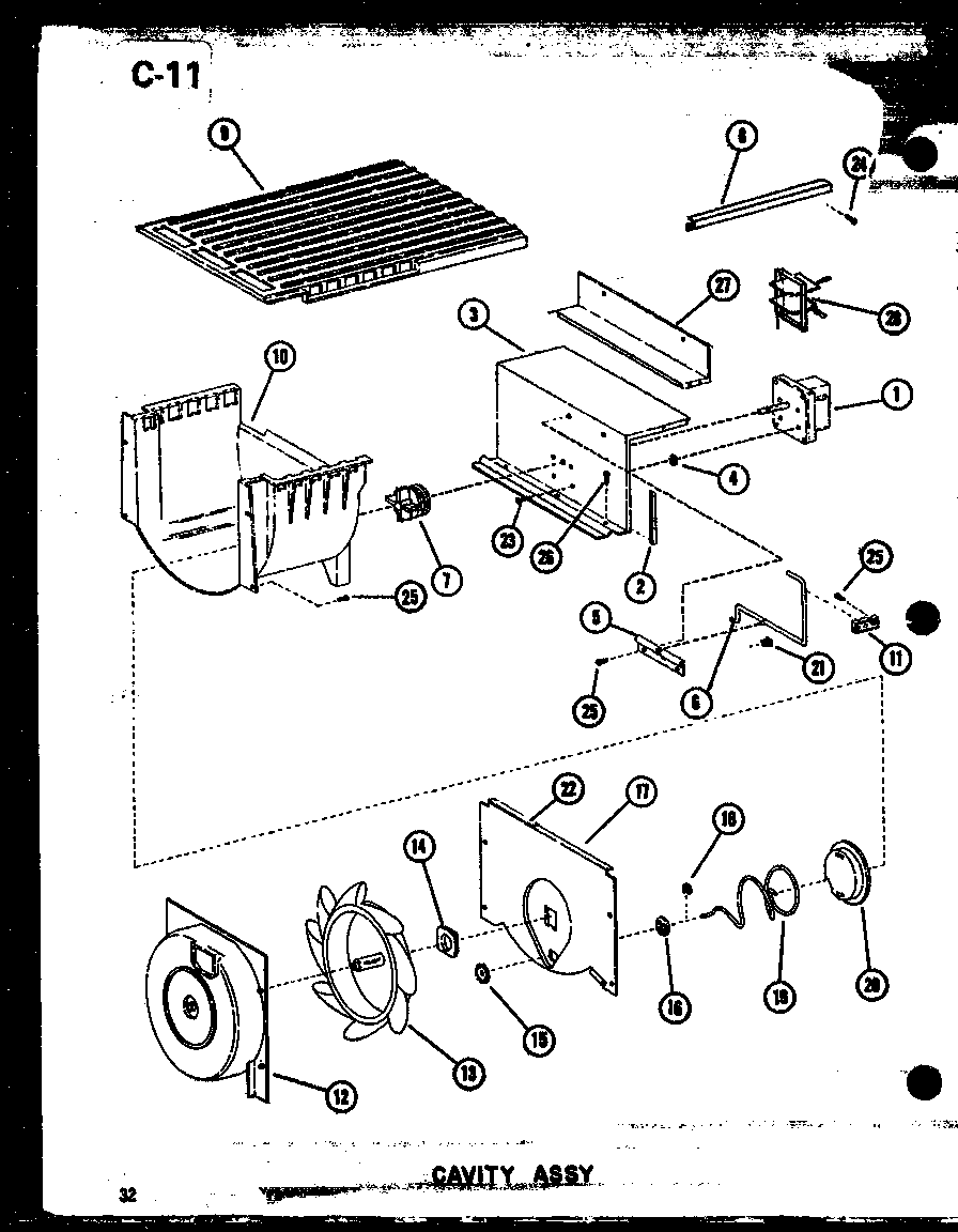 Amana SRI19E-A-P74870-5WA cavity assy diagram