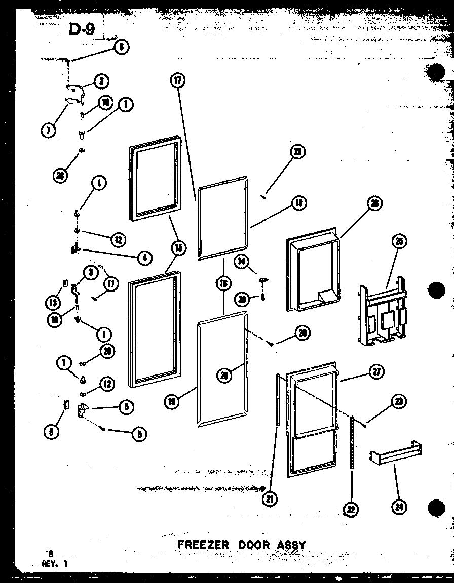 Amana SDI25E-1-C-P74870-18WC freezer door assy diagram